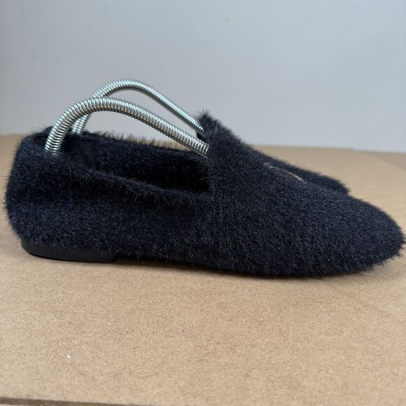 VIVAIA Samantha Square Toe Faux Mink Knit Loafers Womens 9.5 Black Dog Slip On - Picture 6 of 13